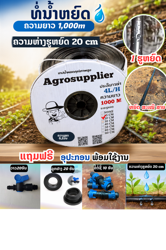 ທໍ່ນ້ຳຫຍົດ 1,000ມ 1ຮູ 20cm